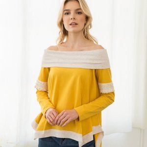 Off the shoulder Hem and Thread Top NWT